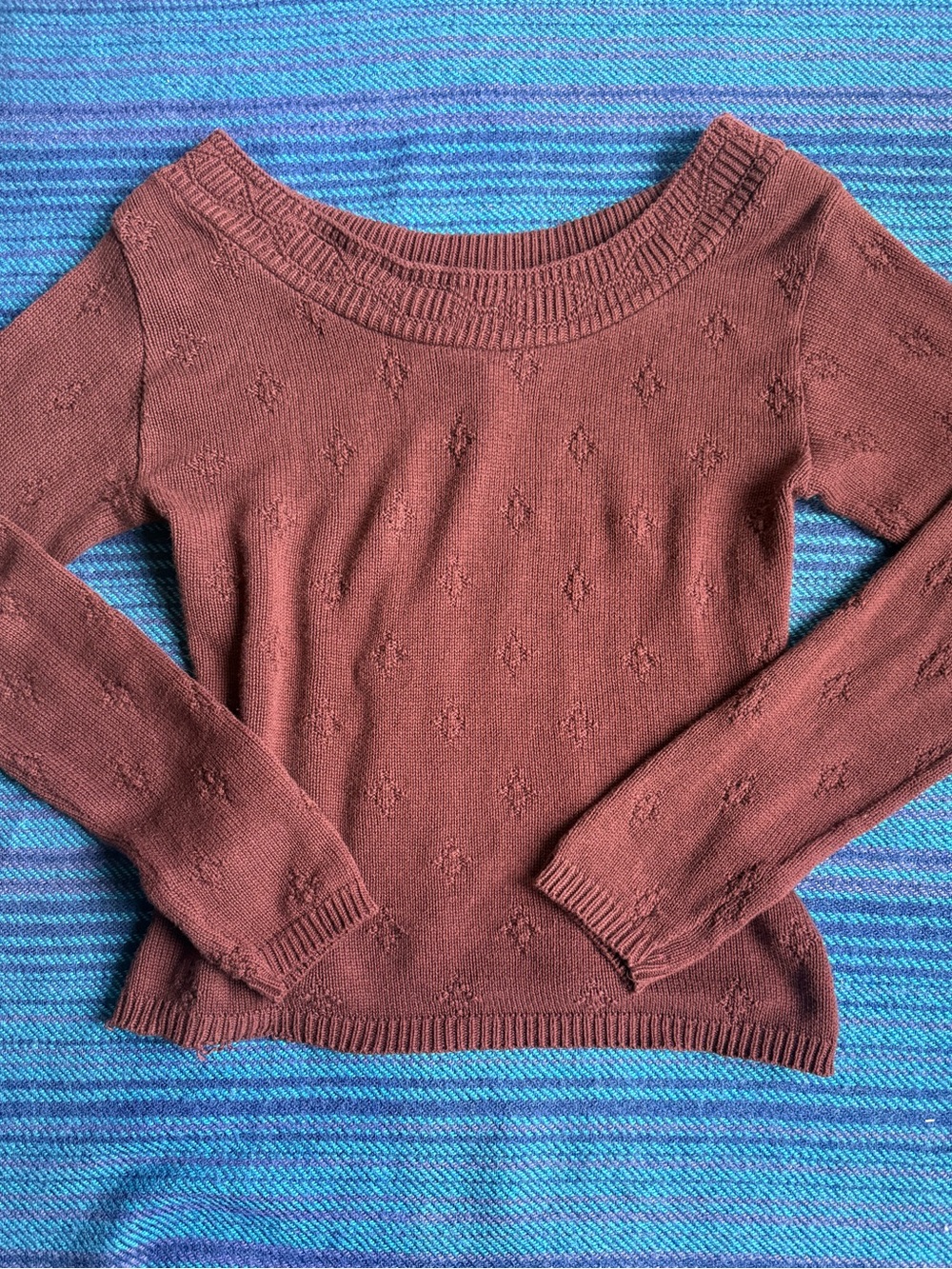 Vintage Express Cotton Scoop Neck Sweater - Merlot Brown